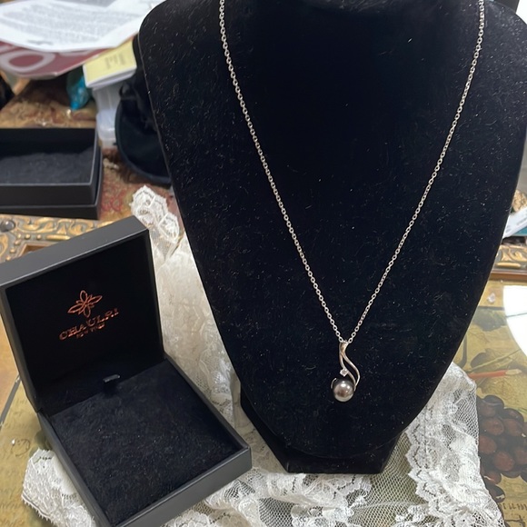 Chaulri Tahitian Black Pearl Pendant Sterling 925 Necklace - Picture 13 of 16